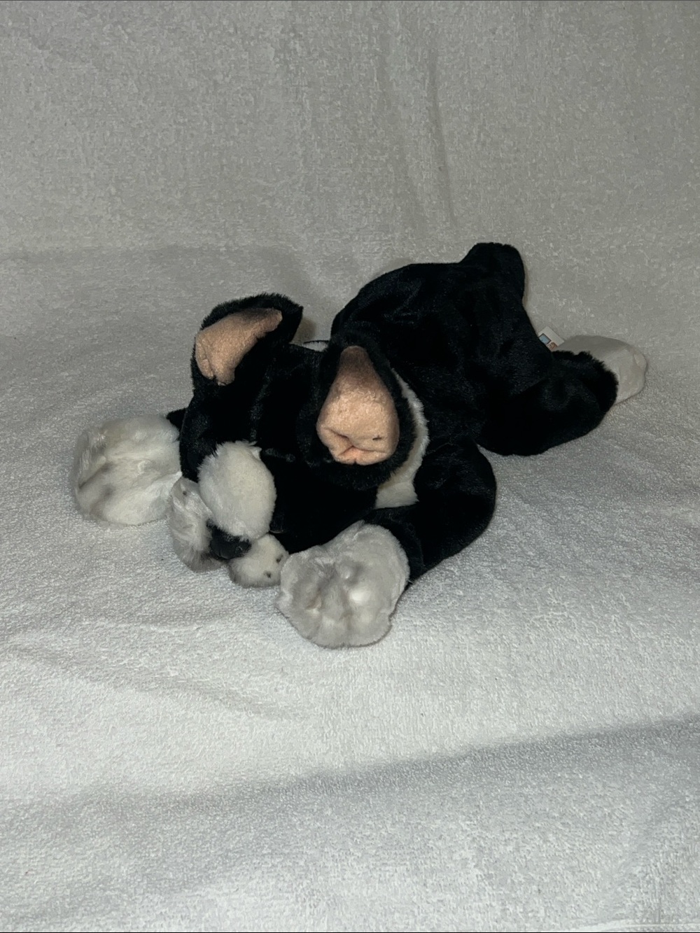 Vintage Plush Black & White Boston Terrier -Snuggle Plush-Toys R Us